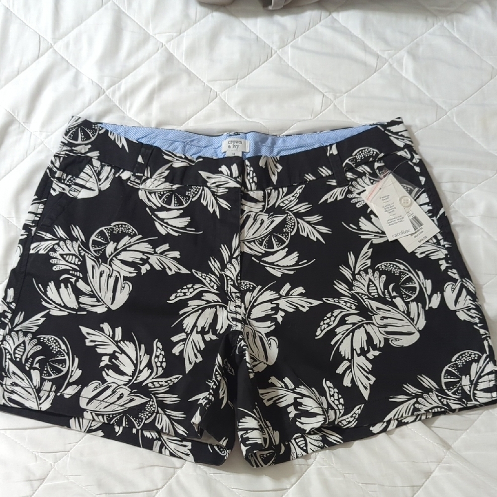 Black and White Floral Shorts